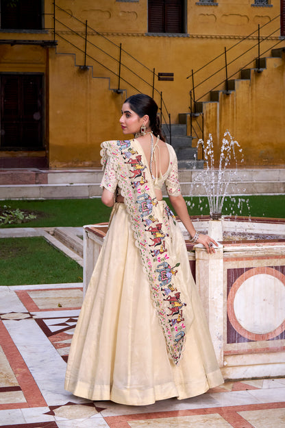 Off White Raspberry Lehenga Choli Set with Embroidered Blouse & Dupatta | 5 Meter Flair | Festive Wear 2025