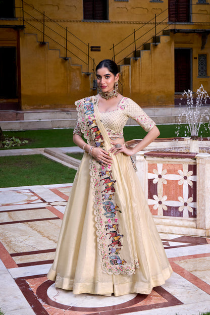 Off White Raspberry Lehenga Choli Set with Embroidered Blouse & Dupatta | 5 Meter Flair | Festive Wear 2025
